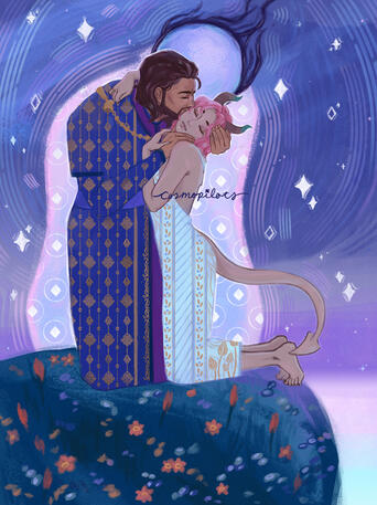 Gale from BG3 & personal Tav, inspired by The Kiss by Gustav Klimt, 2024