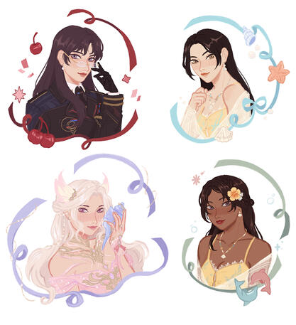 LADS character ribbon portraits, 2025 (characters are not mine!)